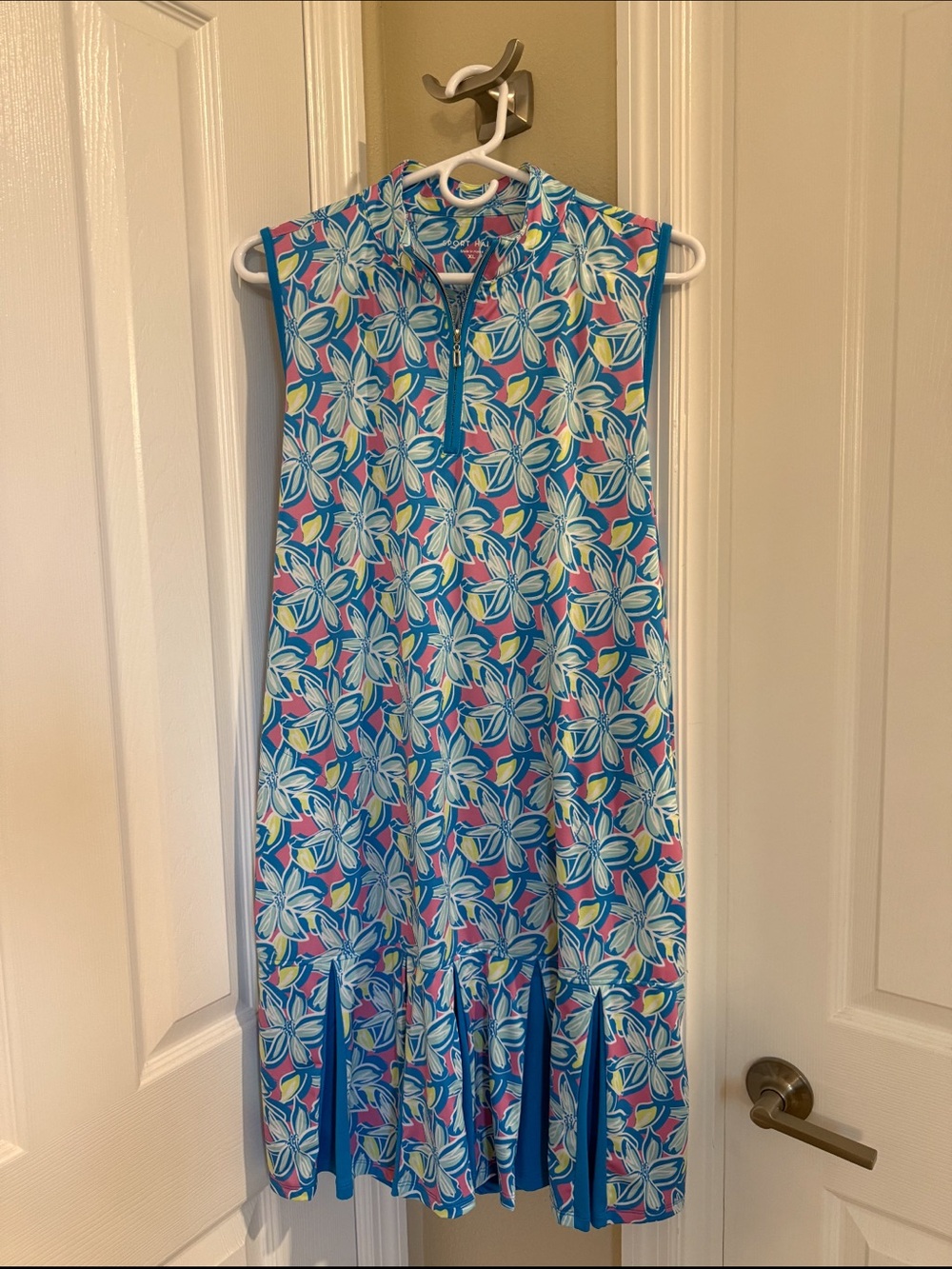 Sport Haley Blue Floral Zip Front Midi Dress